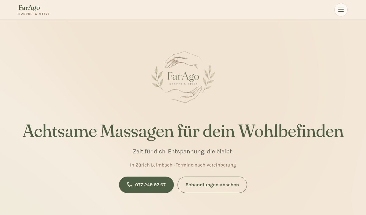 Startseite von farago-koerperundgeist.ch auf dem Desktop
